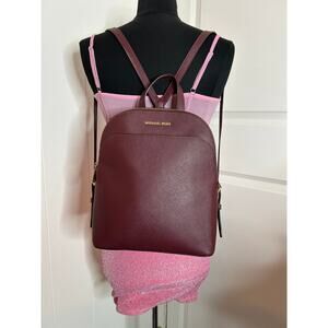 ⁀➷ Michael Kors Burgundy Backpack & Card Holder Wallet  2PC Set (MK-2)